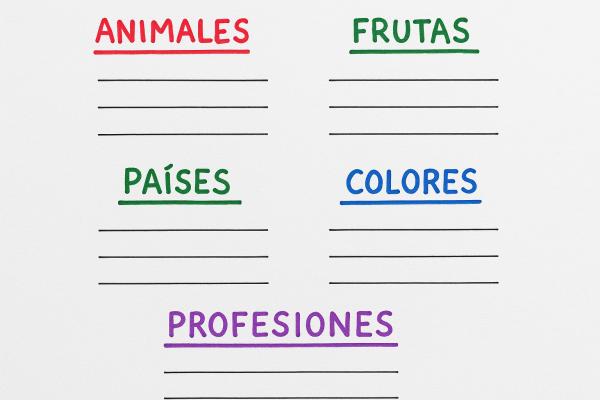 Ejercicios de estimulación cognitiva para adultos - Categorizar palabras
