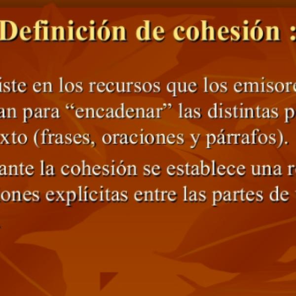 ejemplos de cohesión