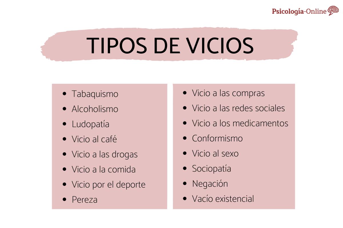 ¿Qué tipos de vicios existen?